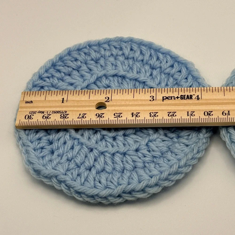 Handmade Crochet Coasters Set of 2 Round Light Blue 4 Inch Yarn